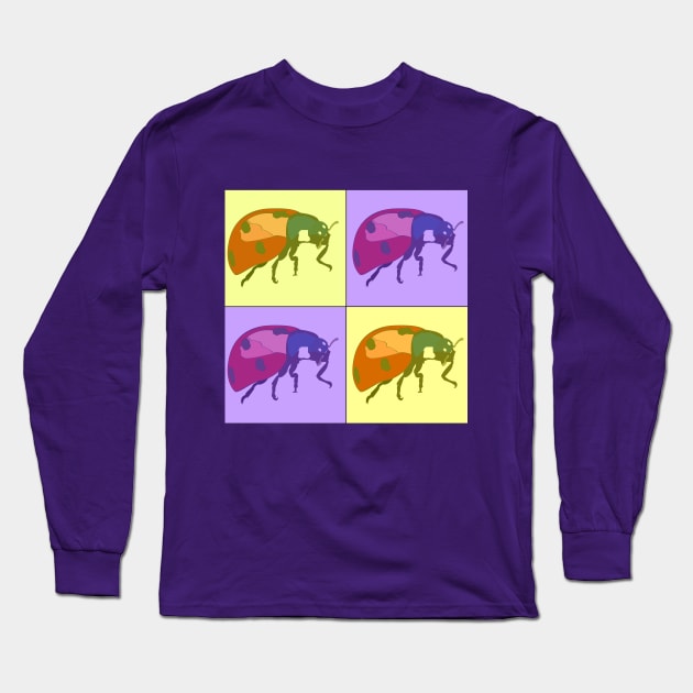 Ladybug Pop Art - Purple and Yellow Long Sleeve T-Shirt by Design Garden